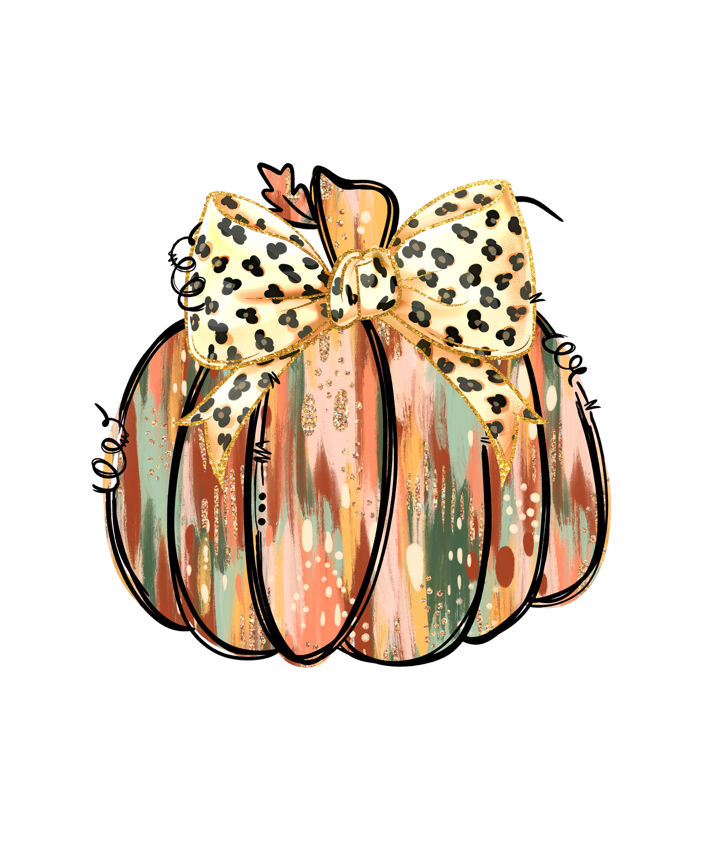 Fall Pumpkin with leopard bow shirt