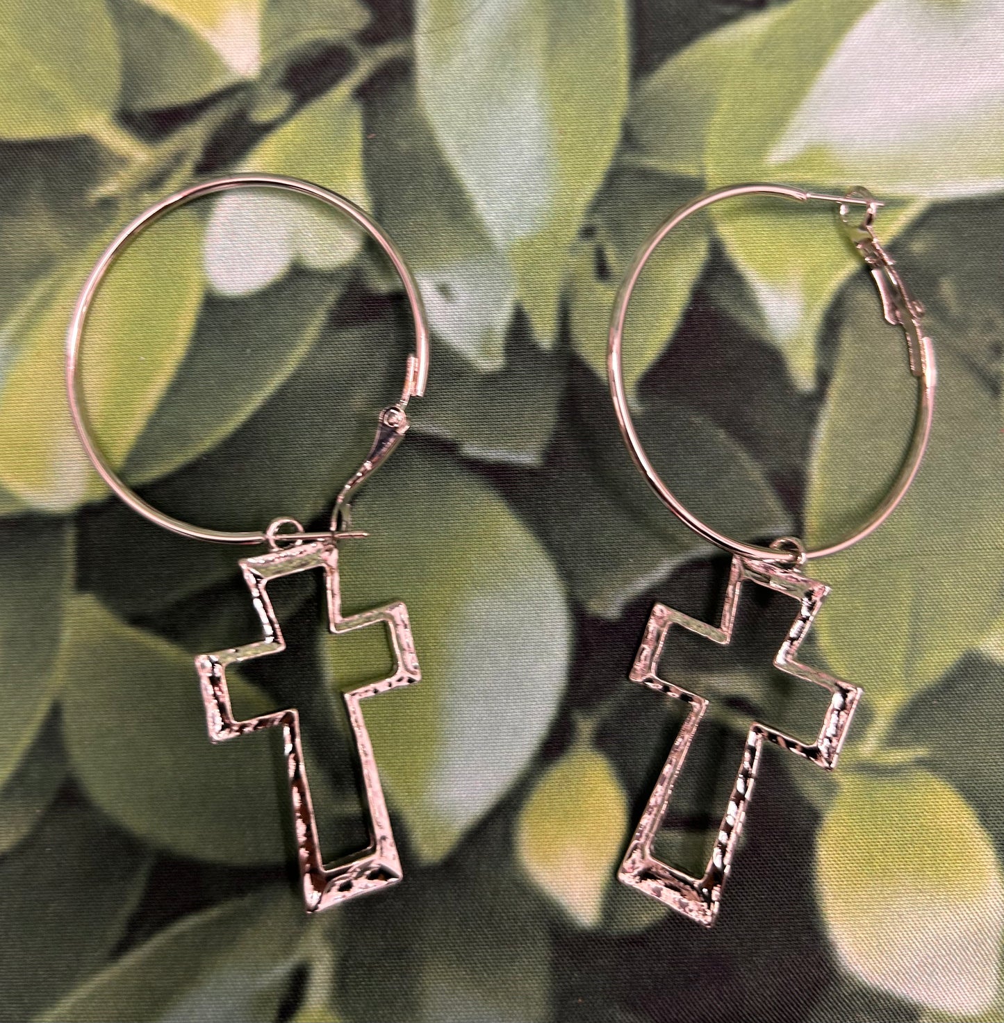 Cross silver earrings