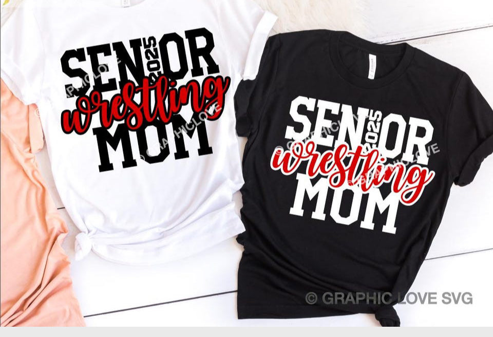 Senior wresting mom red/white/black