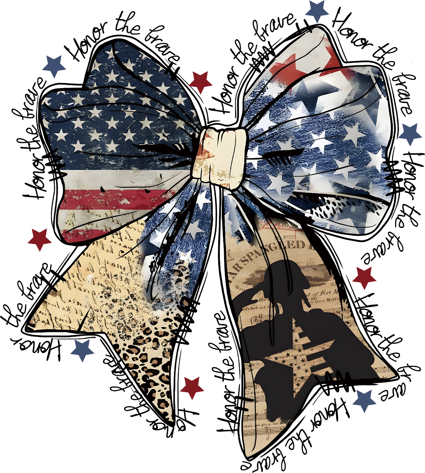Honor The Brave bow, red,white,blue