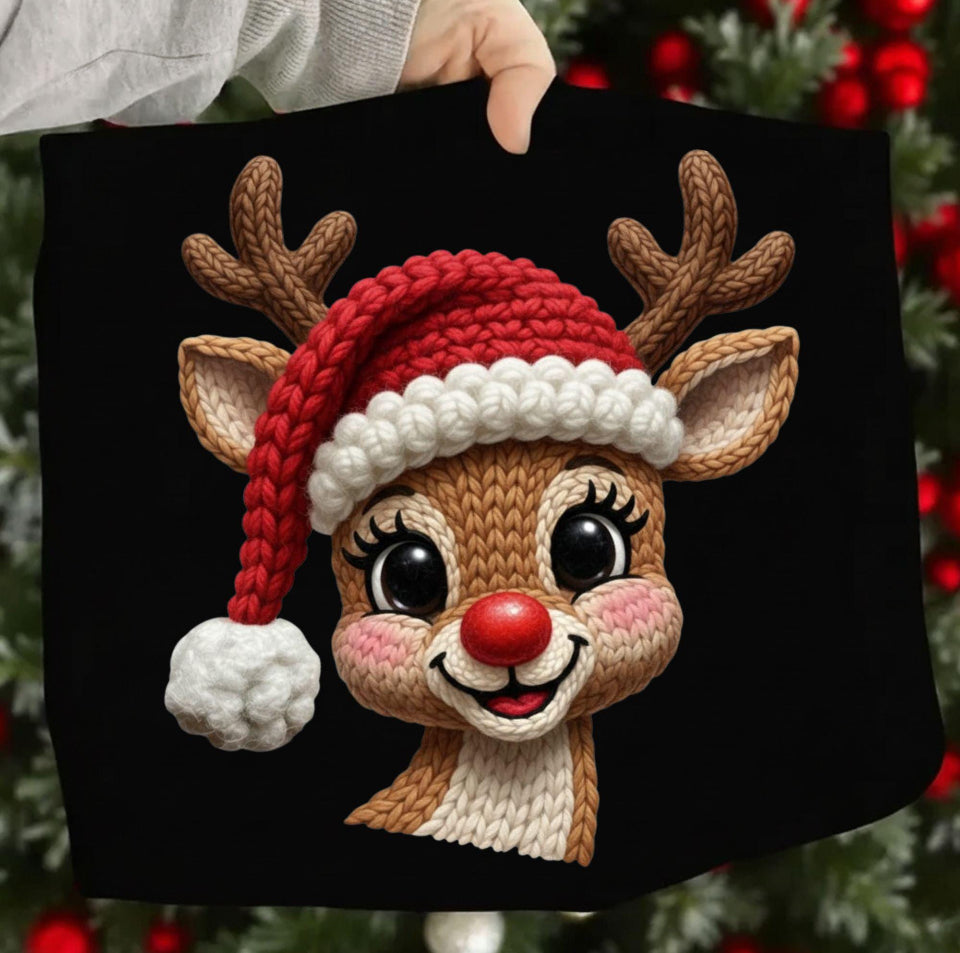 FAUX YARN RED NOSE REINDEER