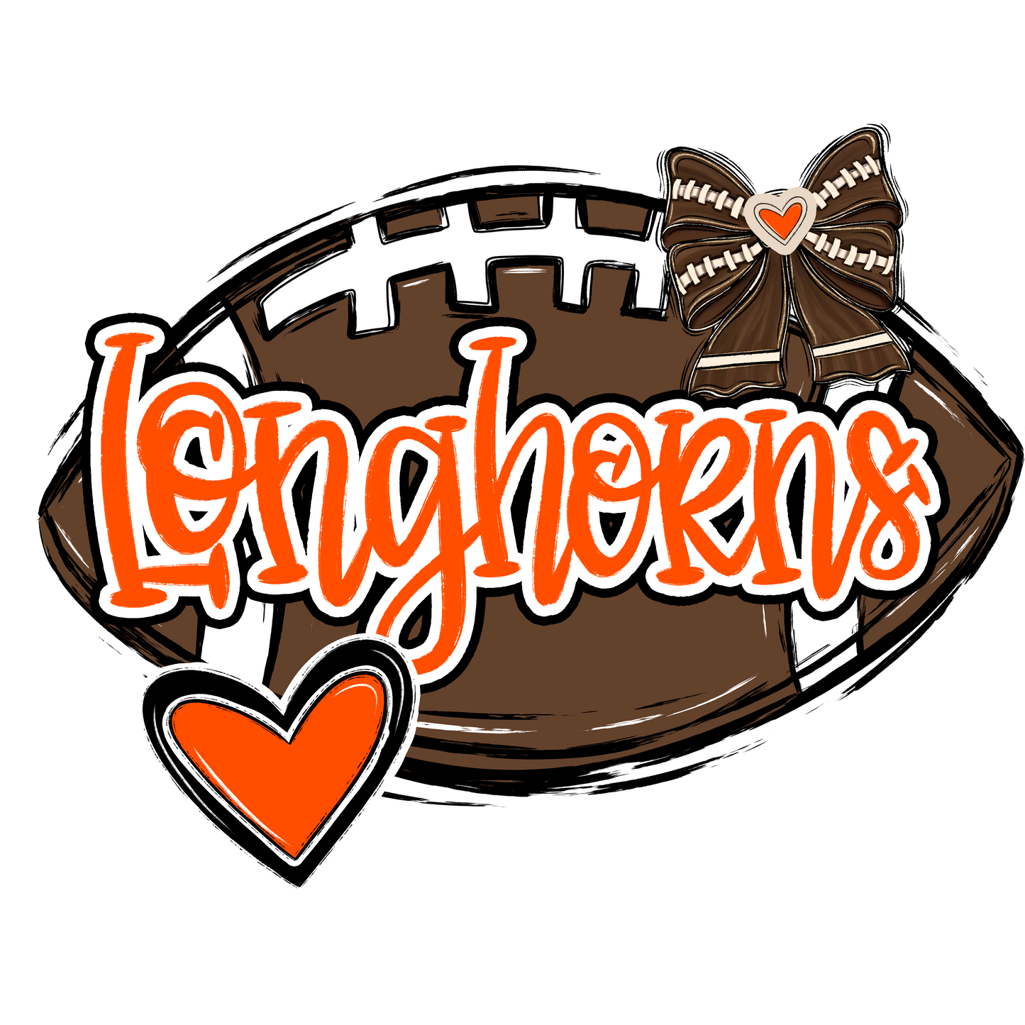 Longhorns with bow and heart