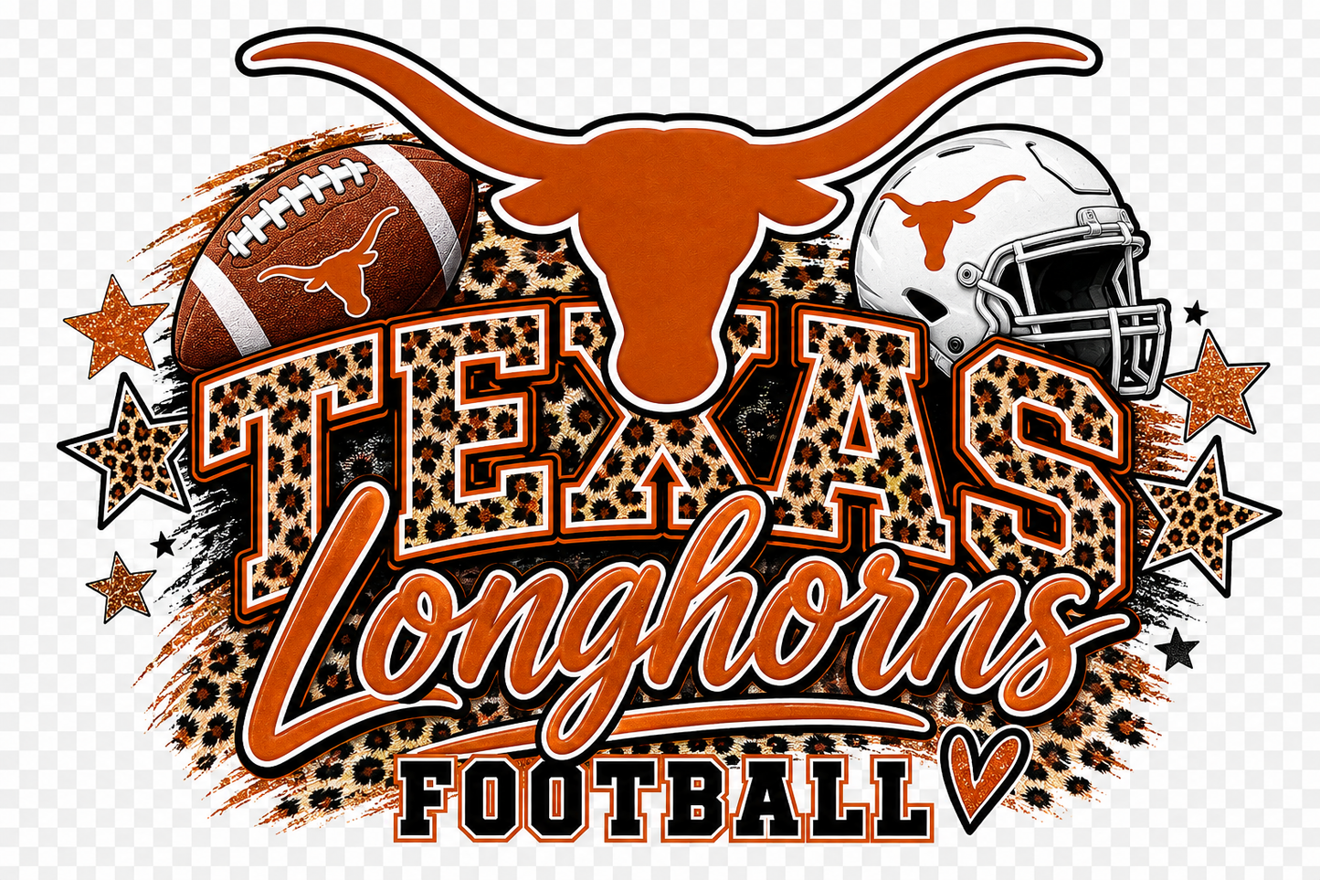 longHorns leopard Football Print