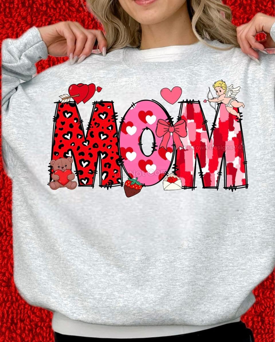 Mom Valentine Shirt with cute Red, Pink and White hearts