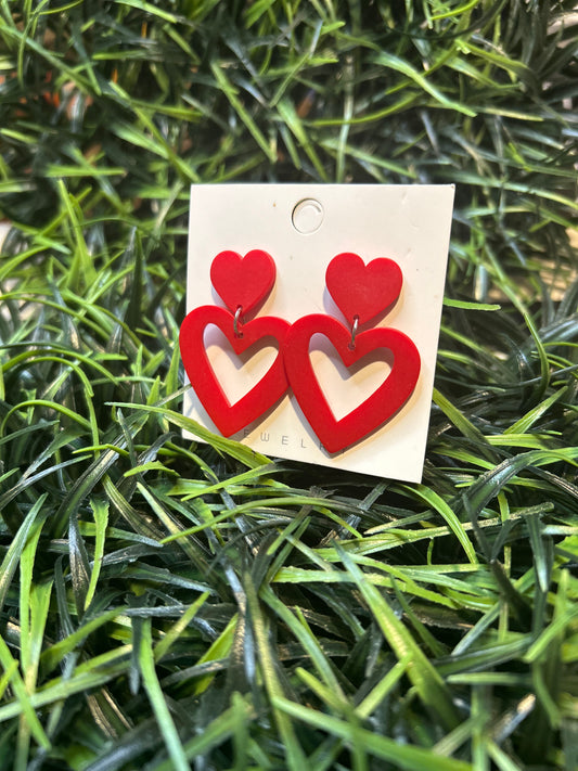 Red heart Earrings