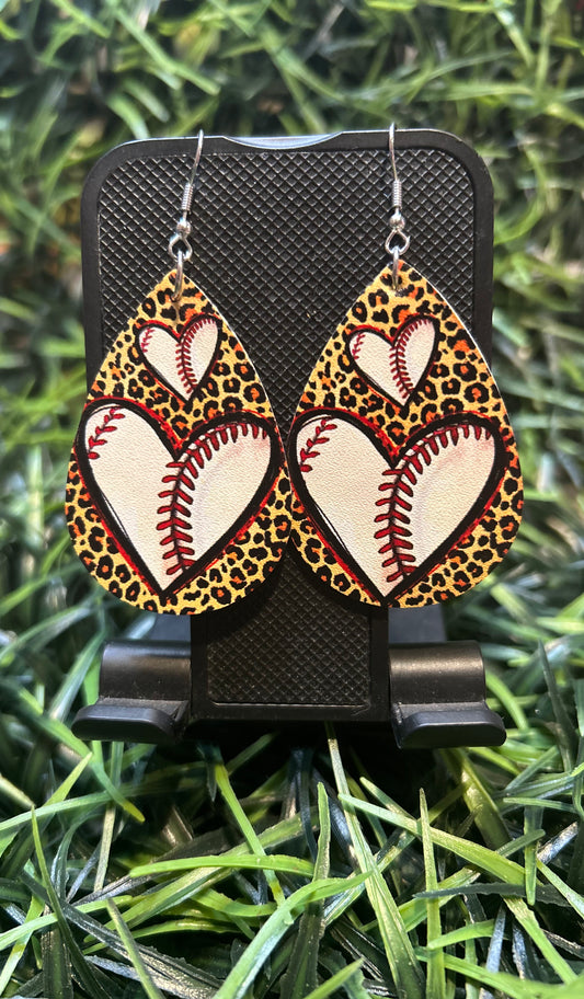 Heartbaseball earrings