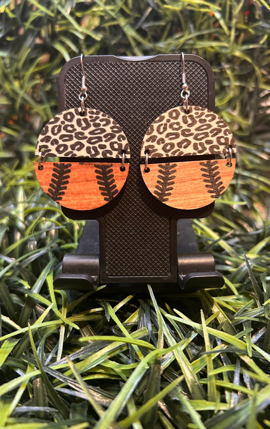 leopard baseball Earrings