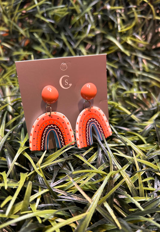 Peach rainbow earrings