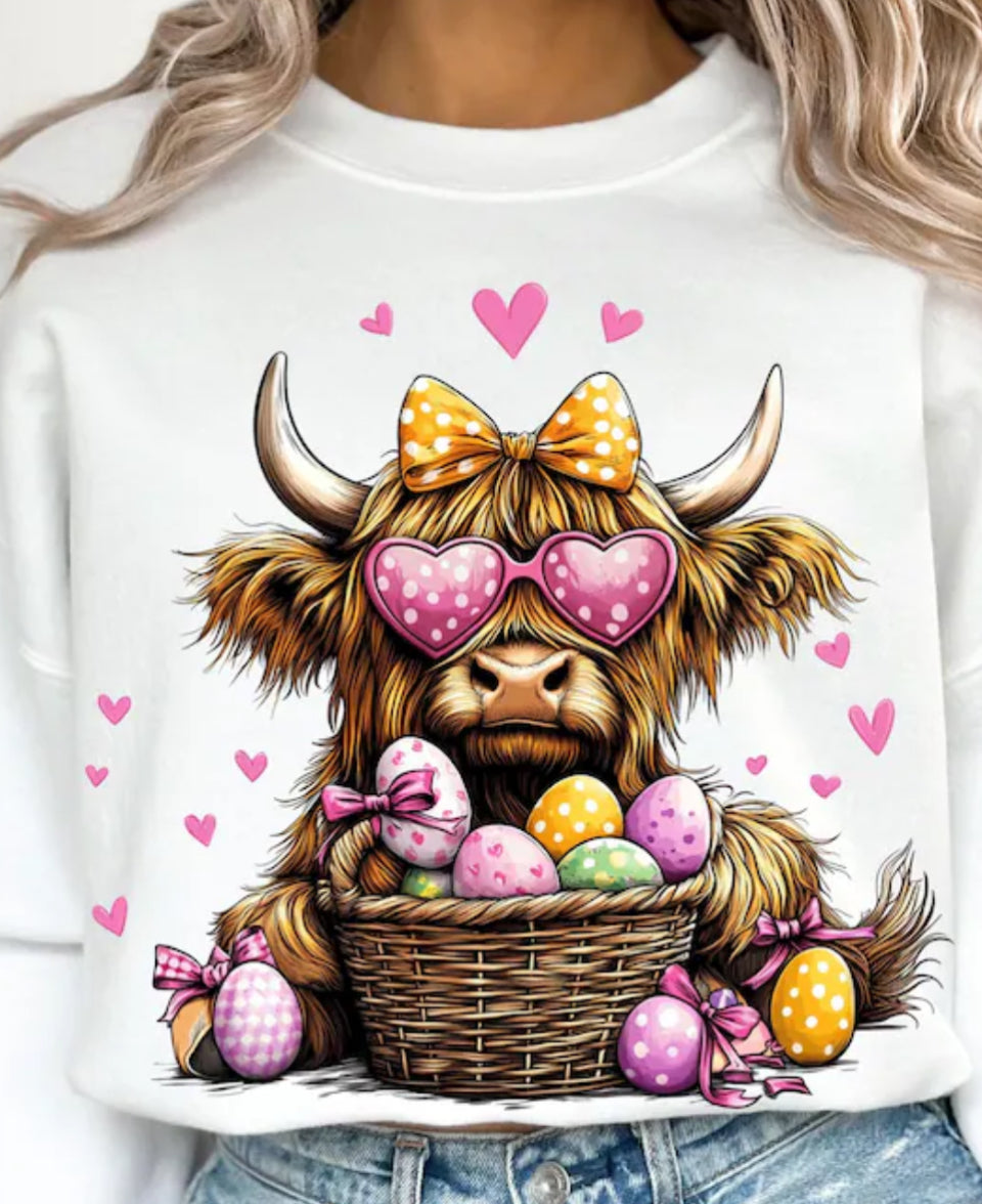 highland cow Easter bunny