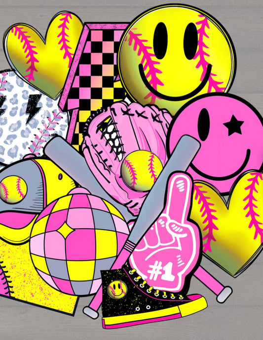softball pink and yellow