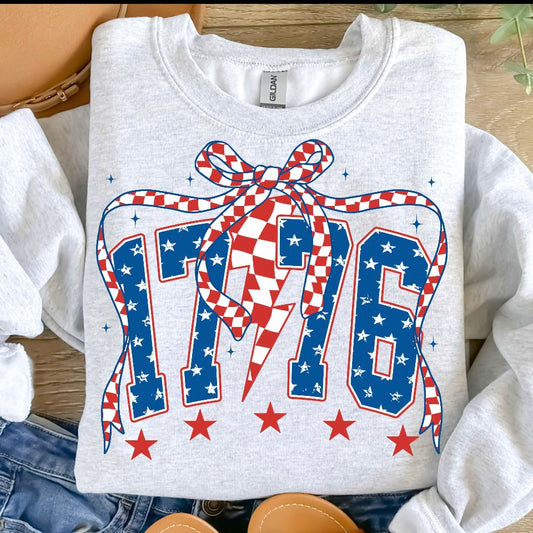 1776 red and white bow