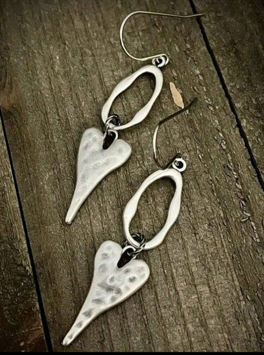 Silver  Heart Earrings