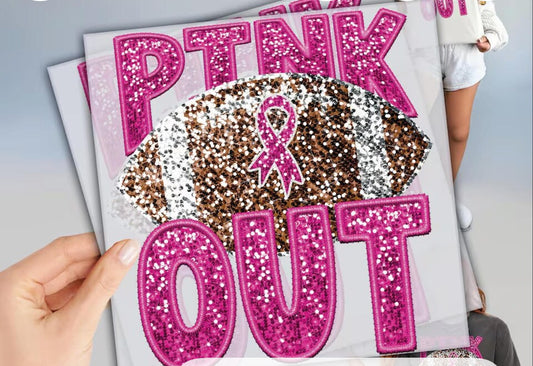 Faux glitter Breast Cancer Awareness pink out