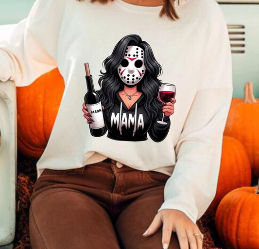Horror Mama Jason with wine