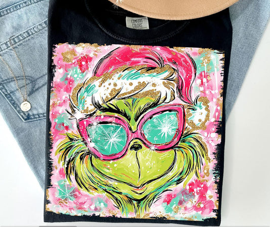 Grinch with pink glasses
