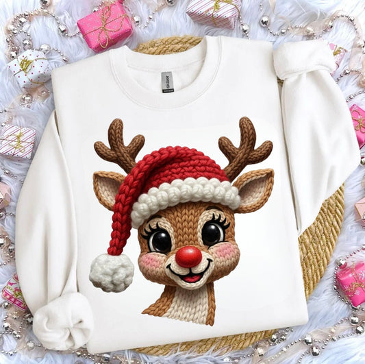 FAUX YARN RED NOSE REINDEER