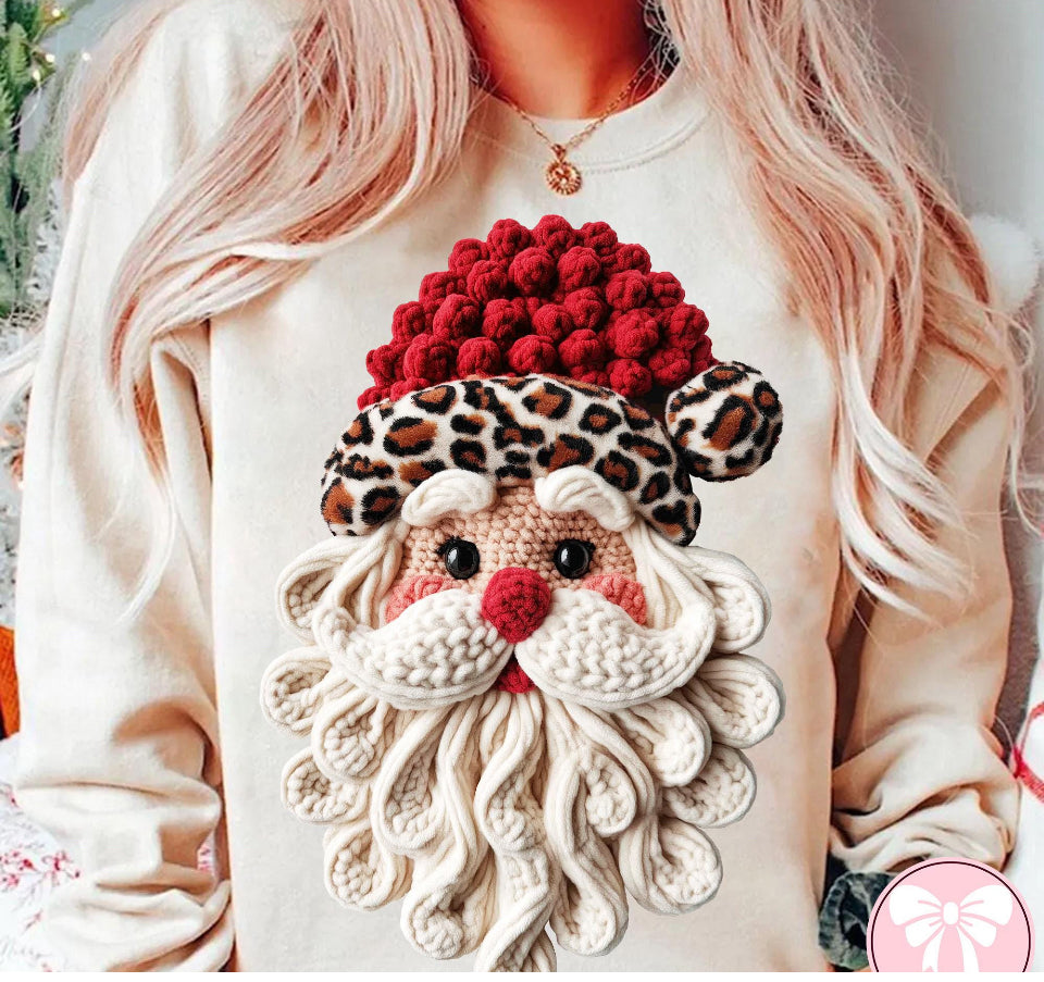 FAUX yarn Santa with leopard hat