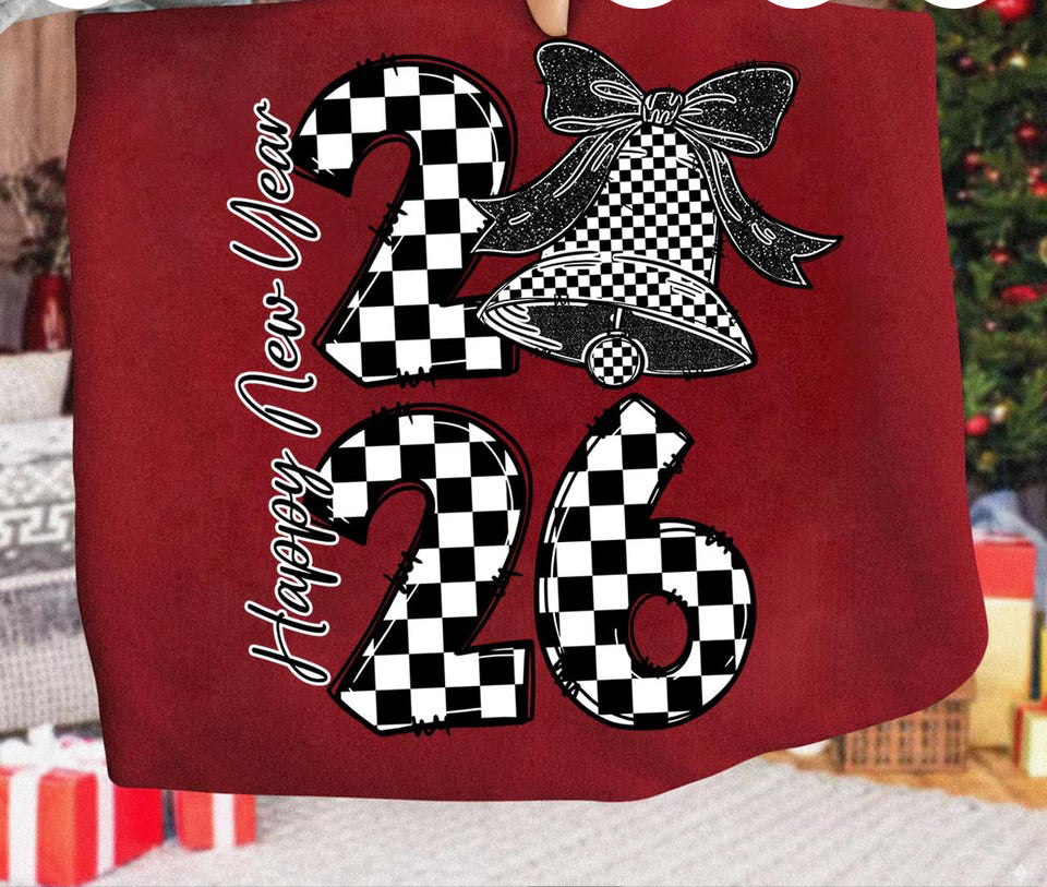 Happy New Years (checkered black and white)