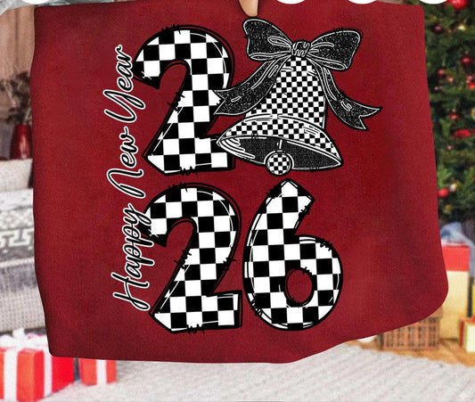 Happy New Years (checkered black and white)