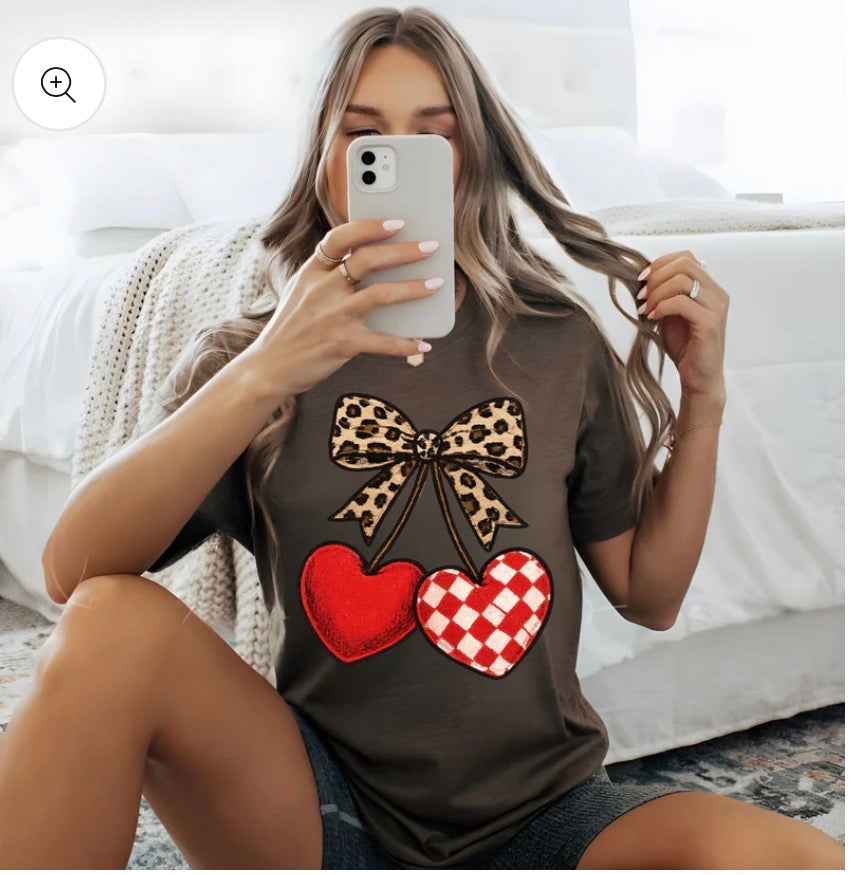 Valentines leopard heart/cherries