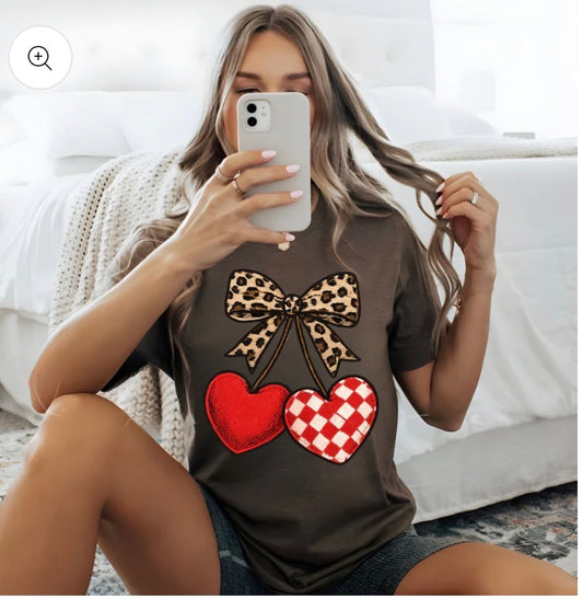 Valentines leopard heart/cherries