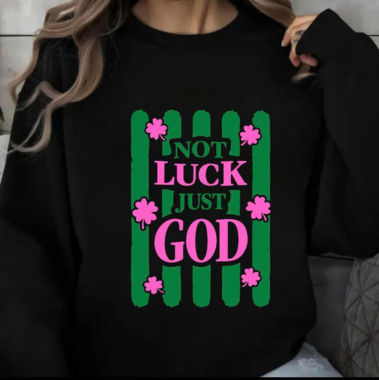 Stripped Not Luck Just God with Pink Clovers