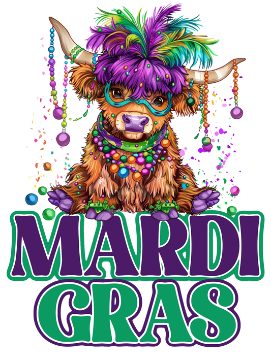 Mardi Gras Cow with beads